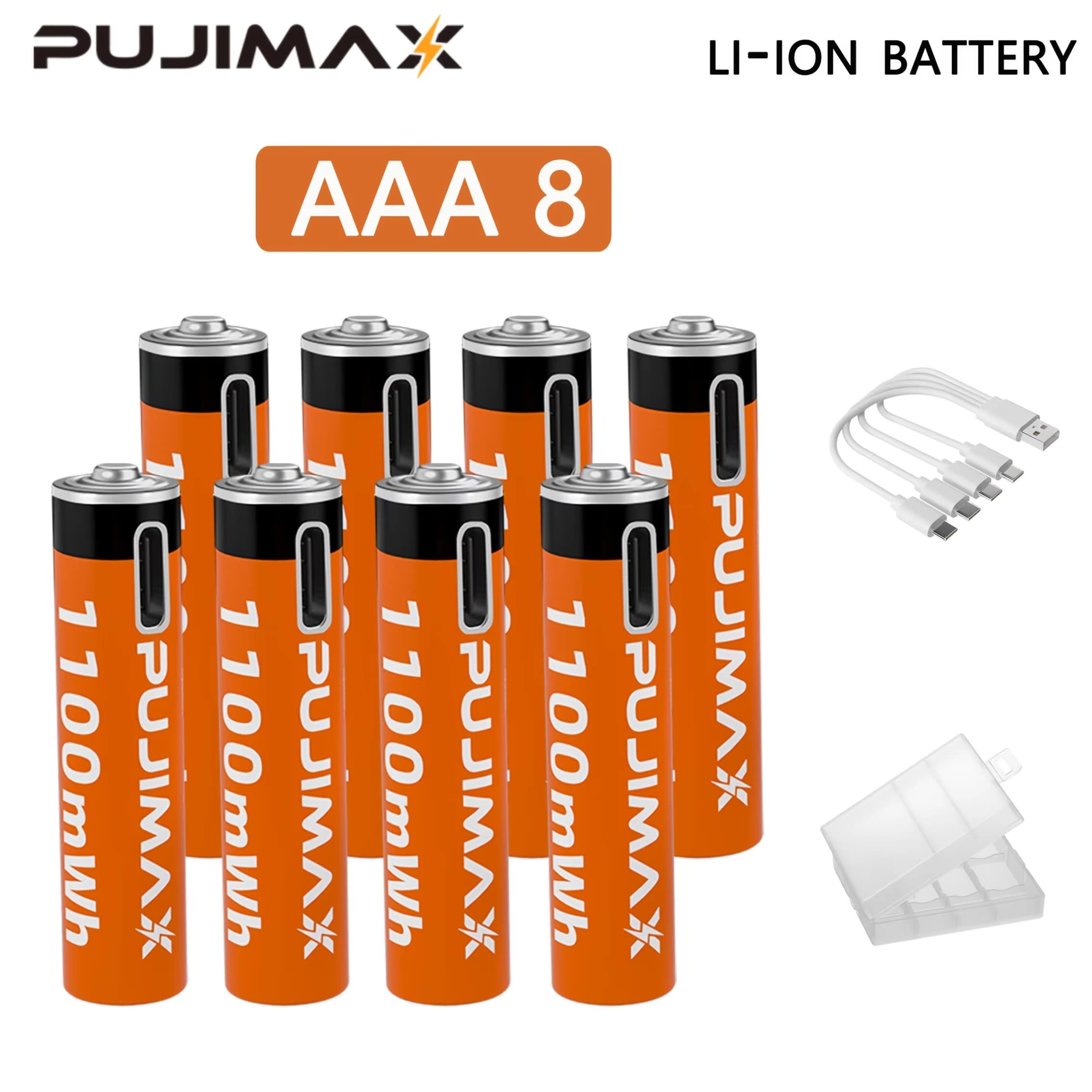 PUJIMAX AAA Type-C rechargeable batteries with cable