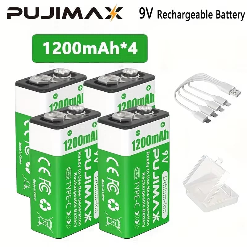 PUJIMAX 9V 6F22 Type-C rechargeable battery